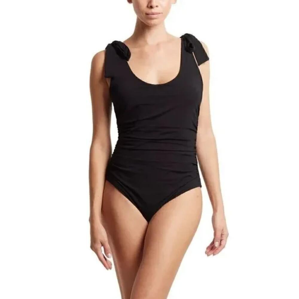 NEW Hanky Panky Shoulder Tie One Piece Swimsuit Women's Black Size Medium